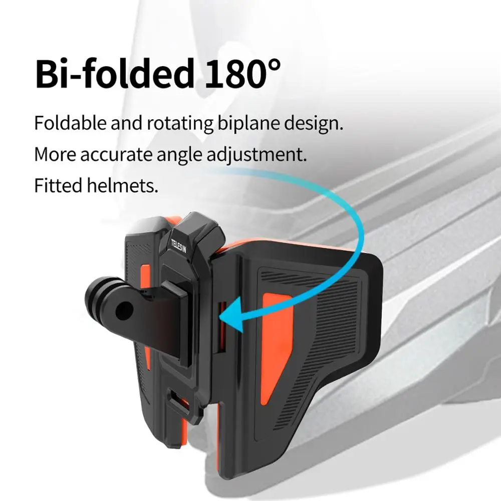Motorcycle Helmet Mount Strap Flodable Front Chin Mount for GoPro 13 12 11 10 9 8 DJI Osmo Action Insta360 Accessories