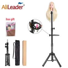 Alileader-trípode de soporte para pelucas profesional, ajustable, con bandeja, cabeza de maniquí, negro y dorado, 140Cm