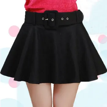 

Women Short Skirt Fashion Simple Wild Solid Color Sashes Draped High Waistline Mini Skirt