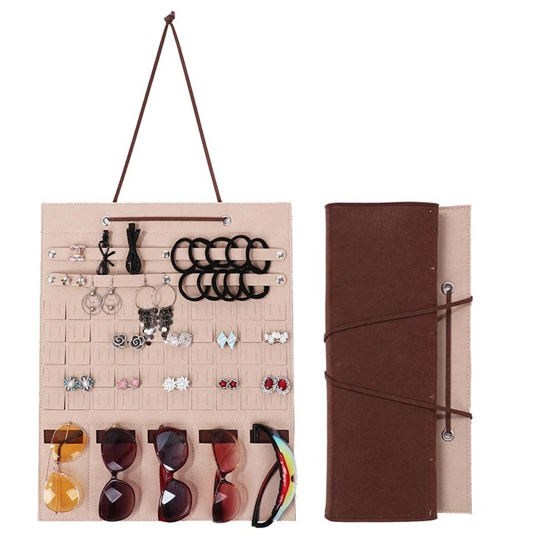 

Glasses Sunglasses Jewelry Organizer Storage Hanging Bag Multifunction Wall Mount Bag Portable Earrings Necklaces Rings Storag