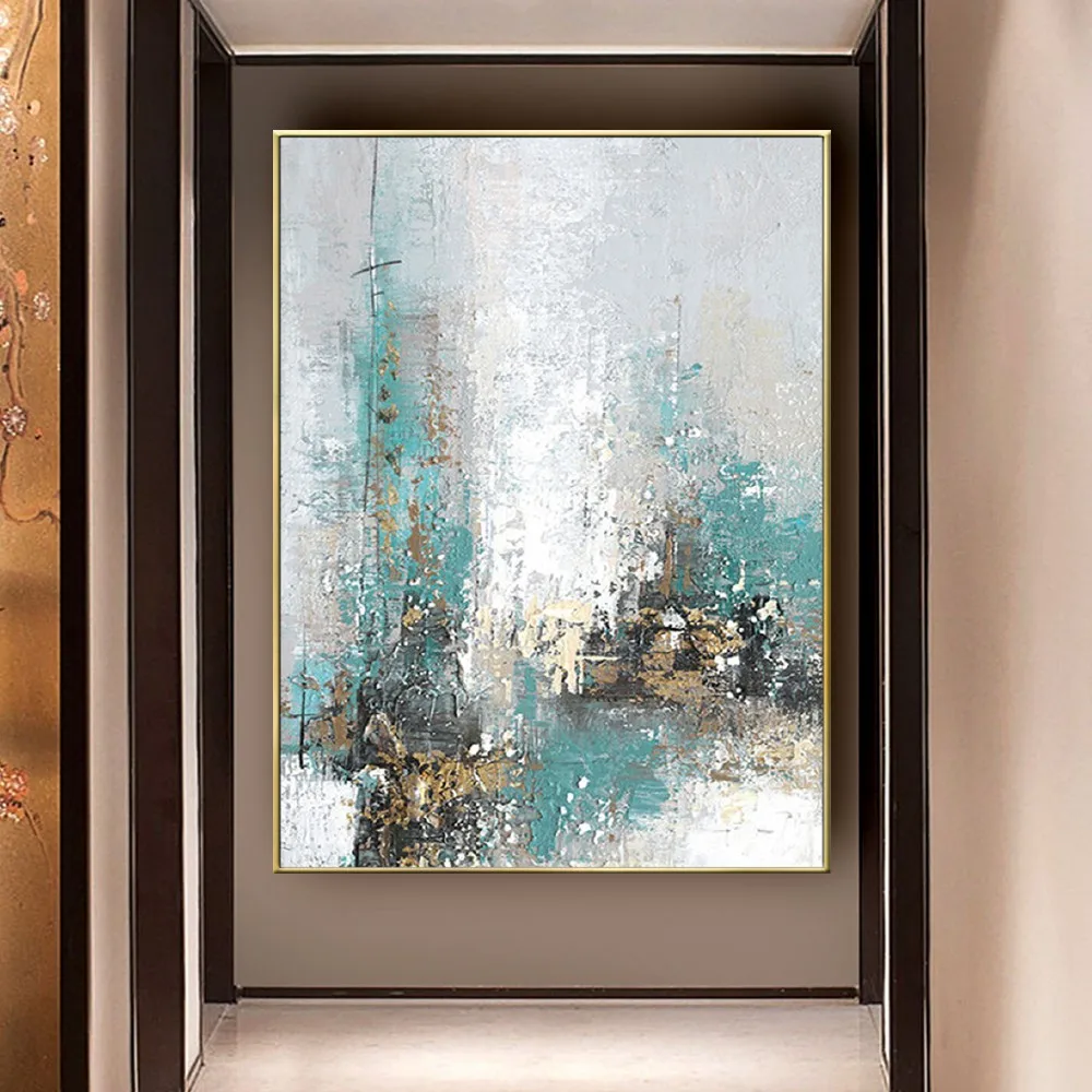 Handmade Oil Abstract Gold Leaf Art 2