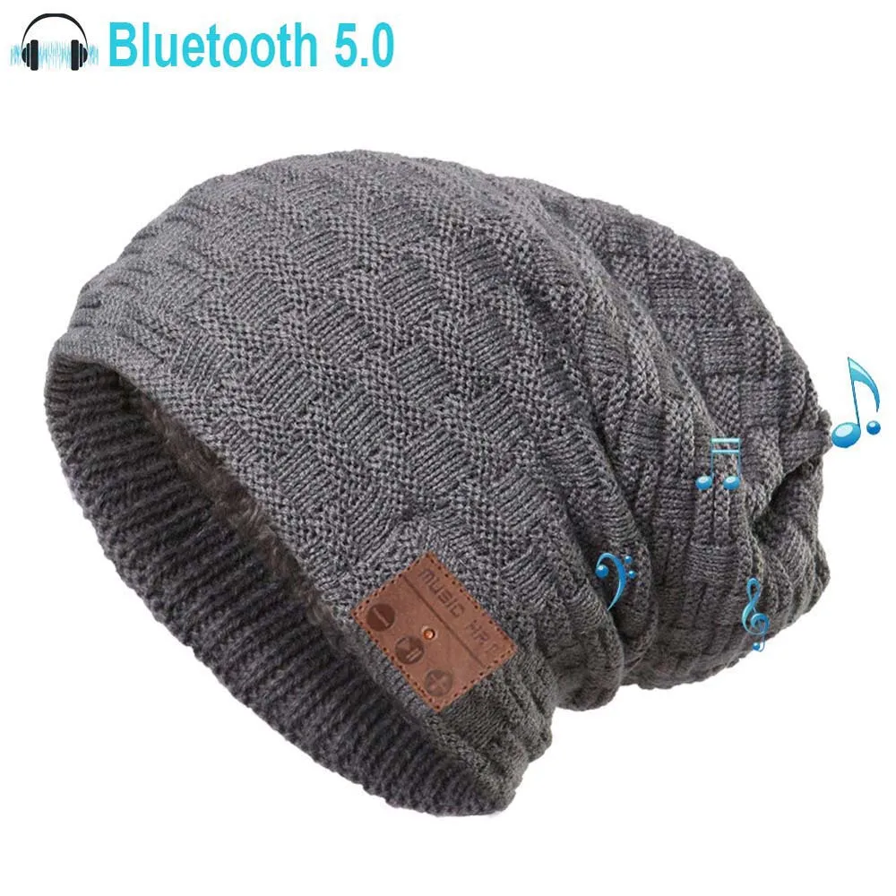 

Bluetooth Beanie 5.0 for Men Women Smart Hat with Wireless Sport Headphones Knit Speaker Cap As Unique Gifts, Built-in Mic