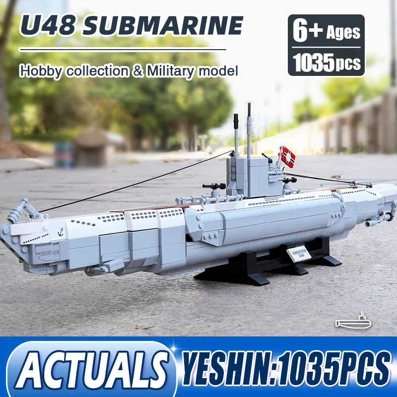 1035PCS Yeshin PG15001 Military Ship Toys MOC U48 Submarine Model Cruise Line Ships Building Blocks Bricks Kids Christmas Gifts | Игрушки и