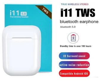 

i11 TWS Wireless Stereo Earbuds Bluetooth 5.0 Headset Auto Pairing Sports Earphone for Iphone Android Huawei off white