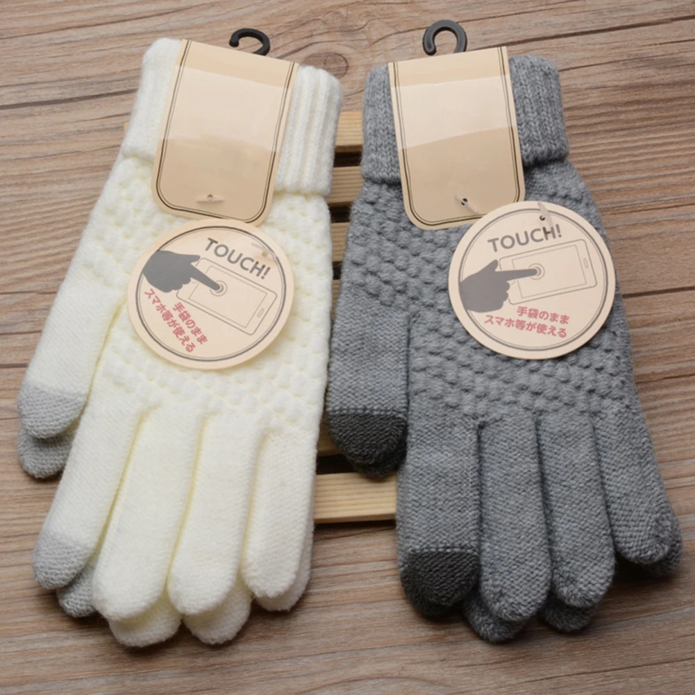 Женские мужские зимние мягкие вязаные сенсорные экранные перчатки текстовые емкостные перчатки для смартфонов