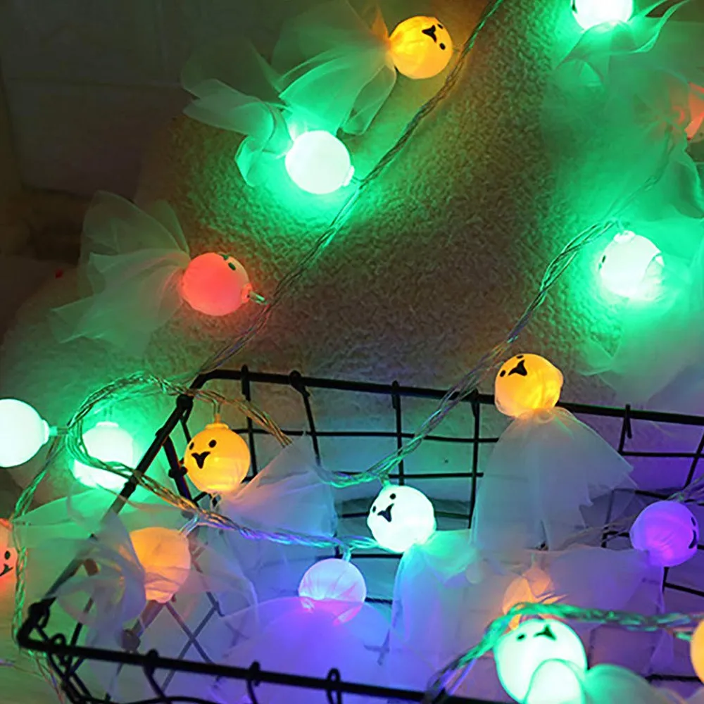 Multi-color 1,5 м/3 м 10LED/20LED призрак гирлянды для украшение на празднование Хэллоуина Рождественский праздник Праздничная гирлянда - Испускаемый цвет: Multi-color