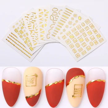 

Gold 3D Nail Sticker Curve Stripe Lines Nails Foil Stickers Gradient Adhesive Striping Tape Nail Art Stickers Decals Decoration
