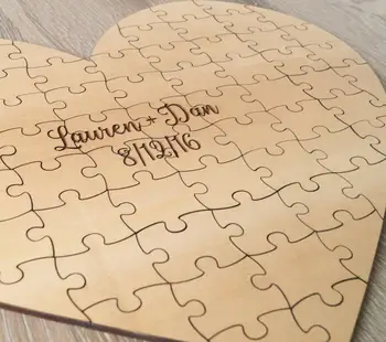 

Guest Book Alternative,Wedding Guest Book Puzzle, Custom Heart Puzzle, Personalized Rustic Wedding Guest Book