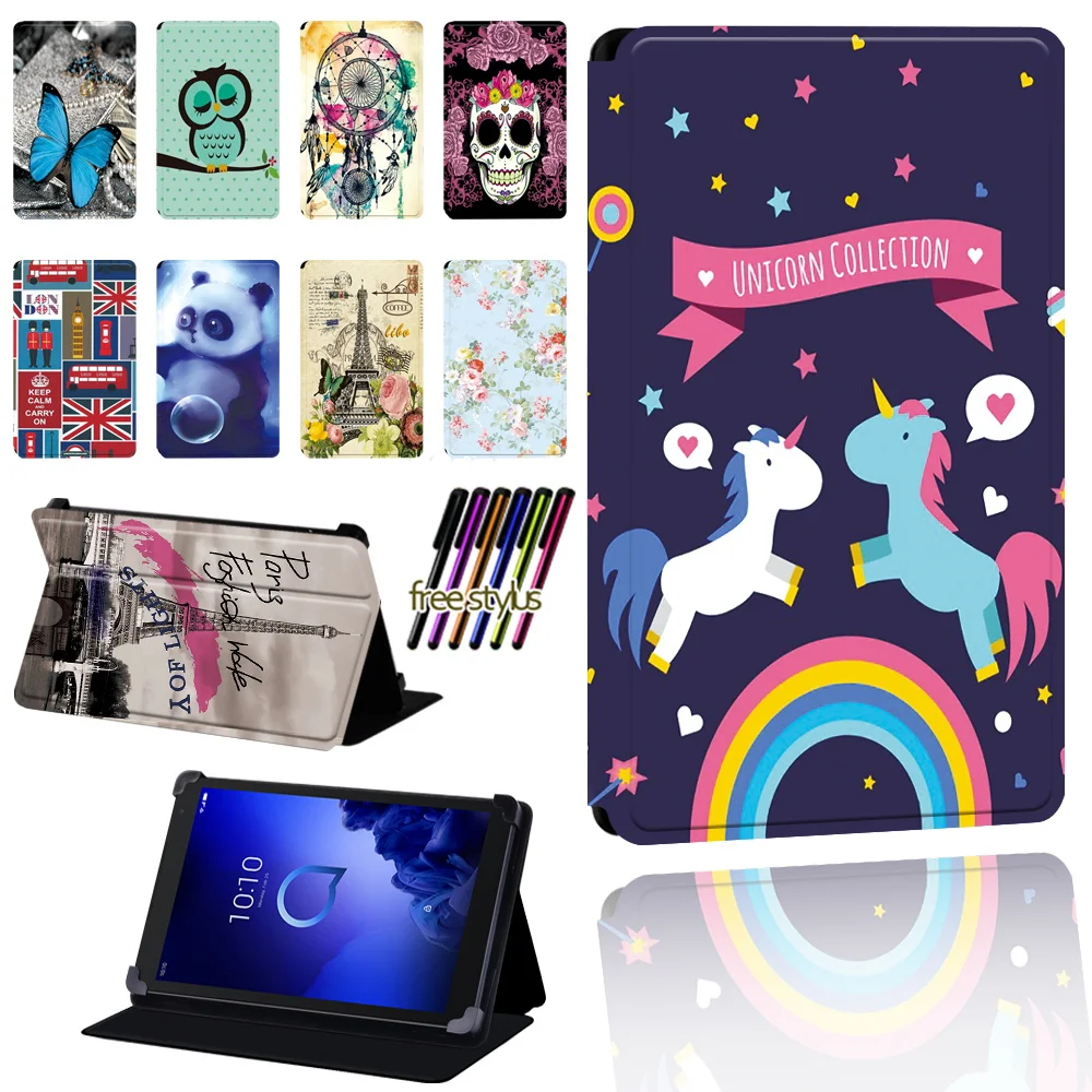 

Multicolor Tablet Case for Alcatel 1T 7 10/3T 8 10/A3 10 Tablet Foldable Scratch Resistant Protective Case Cover+Pen