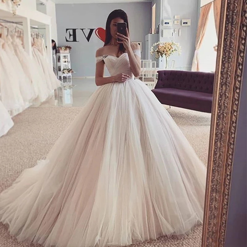 

Princess Bride Vintage Off the Shoulder Ruffles Cheap Wedding Dress Bridal Gown 2020