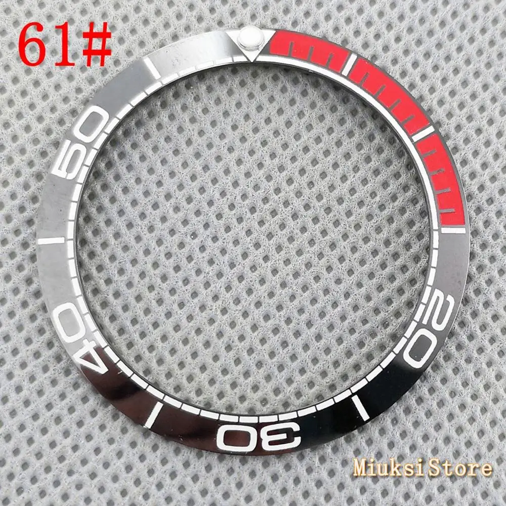 61 Parnis 38mm black blue white green Ceramic/Titanium Bezel insert for 40mm case Watch accessories bezel - Цвет: 61