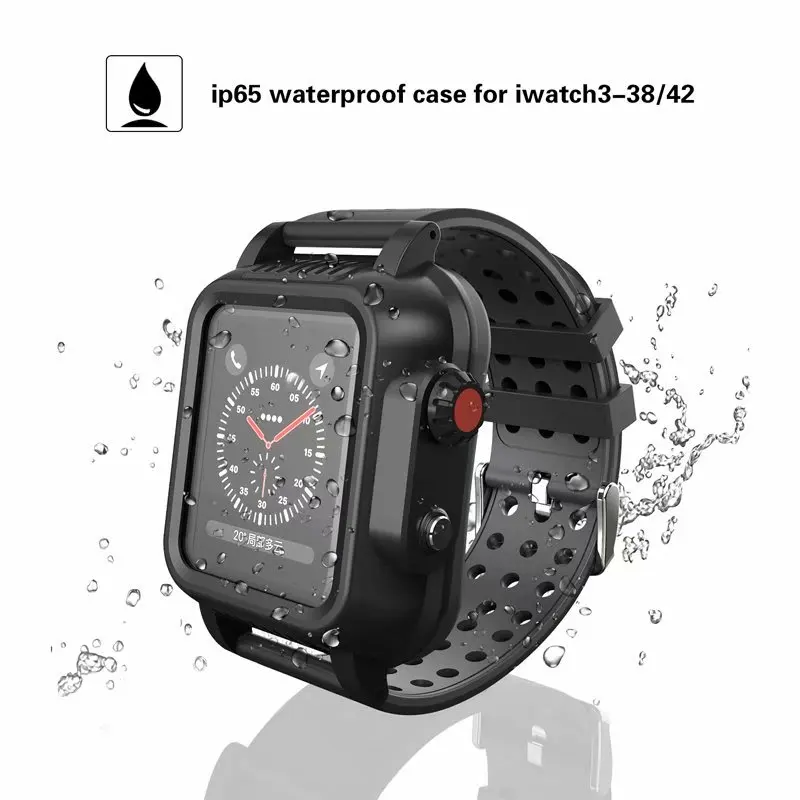 IP65 Водонепроницаемый чехол для Apple Watch 4 40/44 мм силиконовый спортивный ремешок для смарт-Часов Watch Series 4, 2, 3, ремешок с Защитный чехол 38/40 Coque