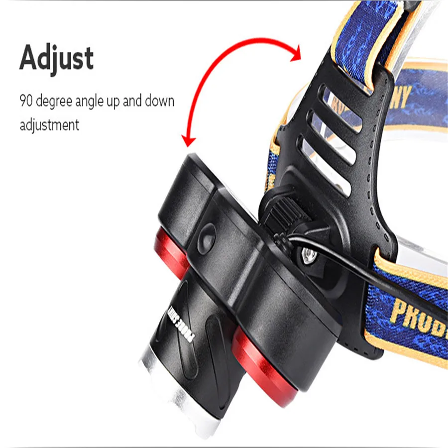 Outdoor headlight 8500Lm XML T6 + 2R5 3 LED rechargeable 18650 waterproof light USB interface night riding lights 35A5 (5)