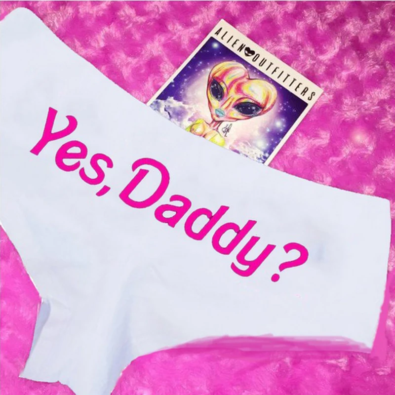 Sexy Panties Women Erotic Funny T String Lingerie G-string Briefs Knickers Underwear Bottoms Thongs Yes Daddy Letter Print Brief