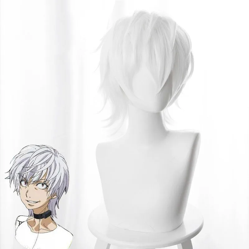 Toaru Majutsu No Index Accelerator Cosplay Wig for Man Boys 30cm Short Straight Anime Heat Resistant Synthetic Hair White | Тематическая
