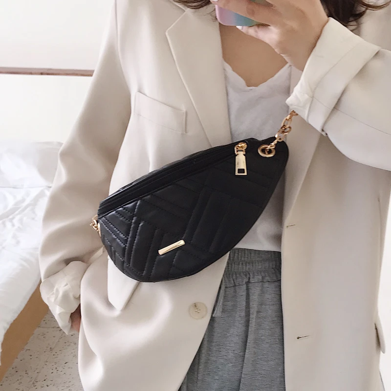 Bolsos de cintura Simple para mujer 2020, bolsos de pecho de verano para mujer, bolsos de moda para teléfono, bolso de cinturón de viaje Blanco con cadena|Riñoneras| - AliExpress