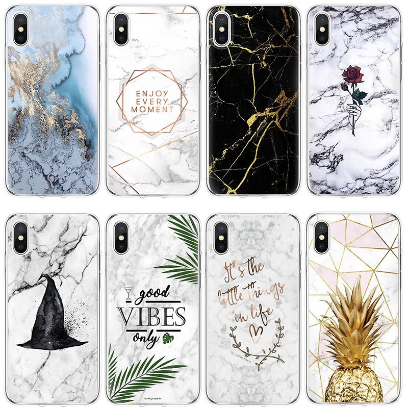 Marble for Samsung Galaxy A8 J3 J5 J7 S6 S7 S8 S9 Plus A30 A40 A50 A60 A70 Coque iPhone XS XR X 7 8 6 6S Case TPU Cover |