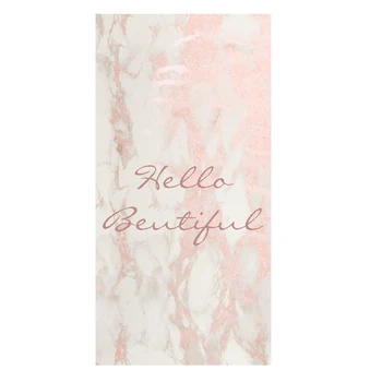 

Modern Rose Gold Marble Shower Spa Sauna Towels Women Shiny Glossy Hello Beautiful Beach Travel Towels Christmas Birthday Gift