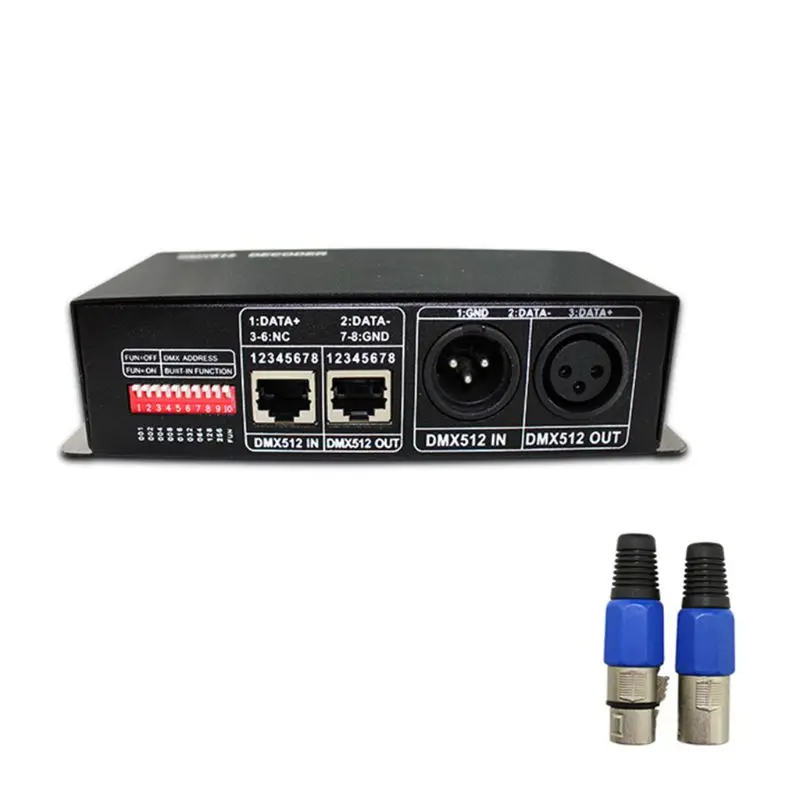 1 шт. 4CH DC12-24V RGBW DMX 512 декодер светодиодный контроллер, RGB светодиодный DMX512 декодер 4 канала* 8A для светодиодной ленты светильник E65B