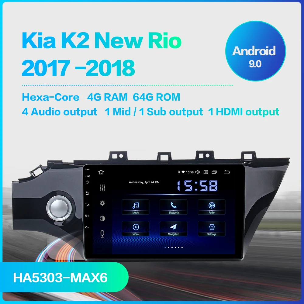 Для Kia K2 Rio автомобильный 10," Carplay Android 9,0 радио мультимедиа gps Navi автомобильный аудио HDMI стерео DSP интеллектуальный ПК