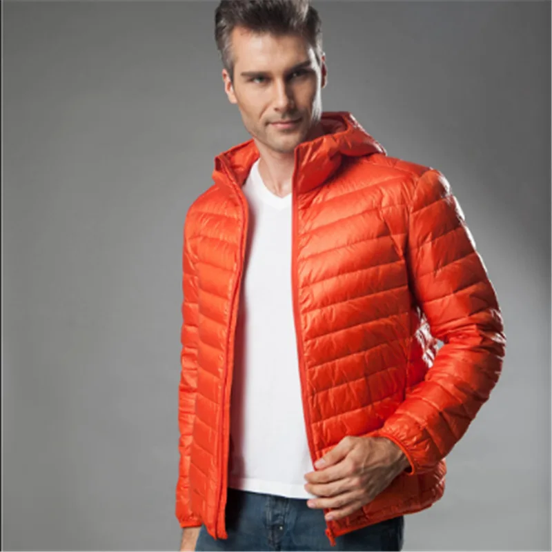 Men's Hooded Jackets Light Thin Warm Duck Down Filler Autumn Winter Male Loose Coats Plus Size 4XL 5XL 6XL for Weight:50-145kg