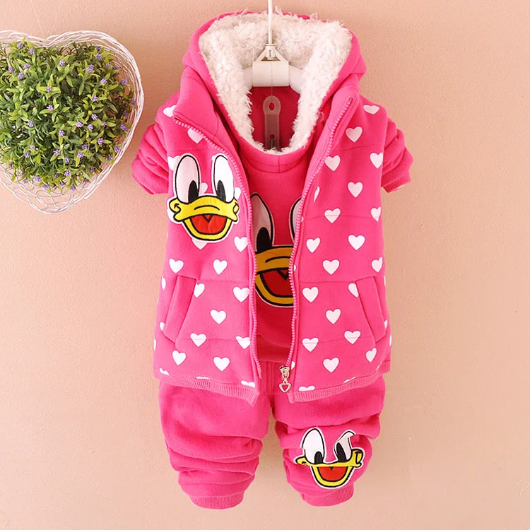 

Baby Girl Clothes Christmas Cartoon Autumn Winter Warm Vest Coat+Sweatshirt+Pants 3Pcs Infant Kids Boy Warm Sports Suit Clothes