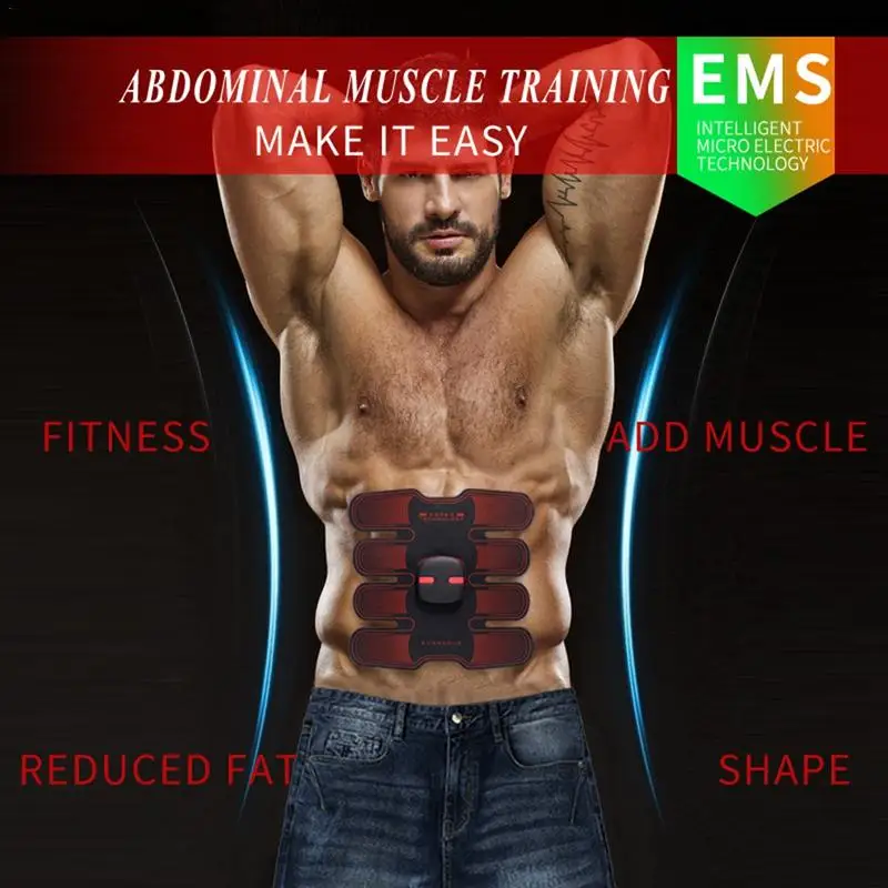 Upgraded EMS Abdominal Muscle Training Machine Wireless Abdominal Fitness Device Charging Smart Lazy Belly Stickers WithRemotel