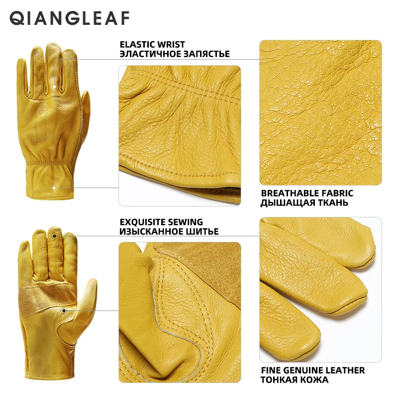 QIANGLEAF Thick Cowhide Rock Climbing Leather Industrial Mechanic Working Glove Safety Protectiove Repair Welding Breathable 3ZG work gloves protective gloves