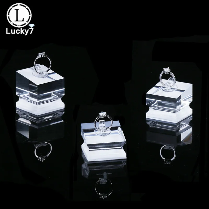 

3 Size Jewelry Props Display Stand Transparent Acrylic Ring Seat Plexiglass Display Props Jewelry Frame Ornaments Ring Holder