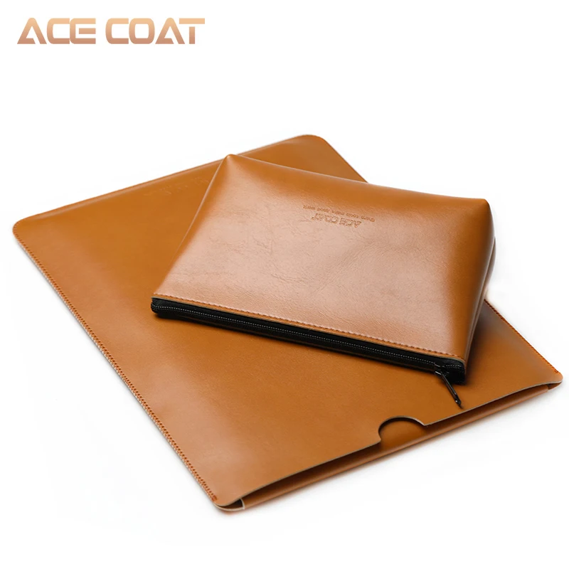 ACECOAT микрофибра из искусственной кожи чехол для Apple Macbook Air Pro Retina12 13 13,3 15 ноутбук рукав для macbook pro 16 чехол - Цвет: yellowish-brown