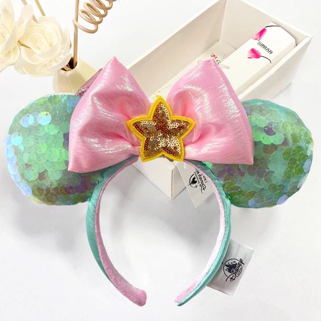 Original Disney Mickey Mouse Ears Headband Sequin EARS COSTUME Hairband Cosplay Plush Adult/Kids Headband Gift morticia addams costume