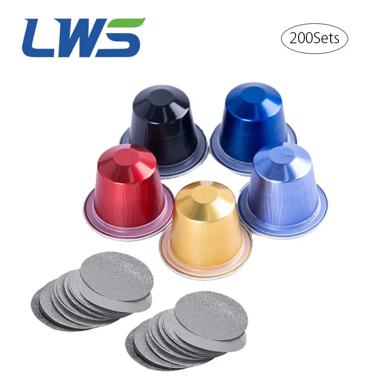 

200 Sets Refillable Coffee Capsule Cup Disposable Nespresso Pod for Nescafe Automatic Coffee Machine Food Package Cafe Supplies