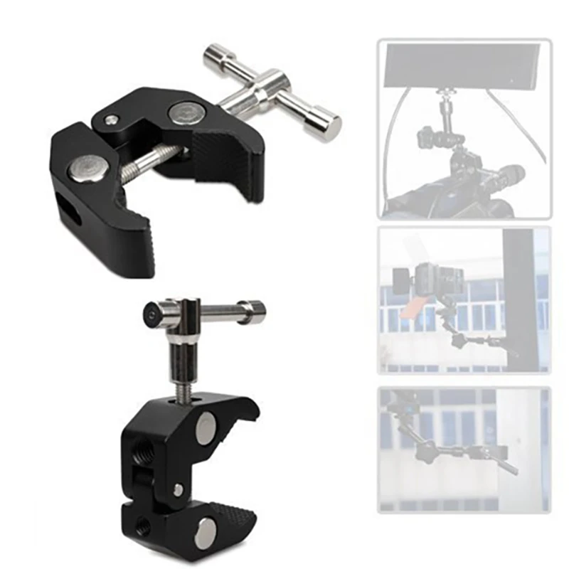 Super Clamp with 1/4inch-20 and 3/8inch-16 Thread for Cameras, Lights, Umbrellas, Hooks, Shelves, Plate Glass, Cross Bars,Photo