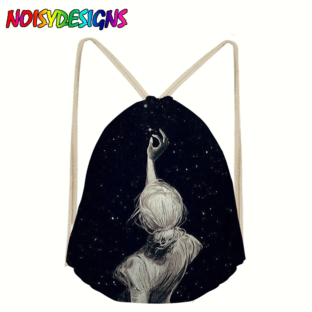 Бесшумный дизайн девушка Звезда печати Drawstring Детская сумка-рюкзак для девочек-подростков небольшие мешки для хранения рюкзак Mochila на заказ