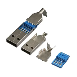 Enhanced USB 3.0 Type A Male Connector Set - DIY Soldering Socket for Charging and Data Transfer