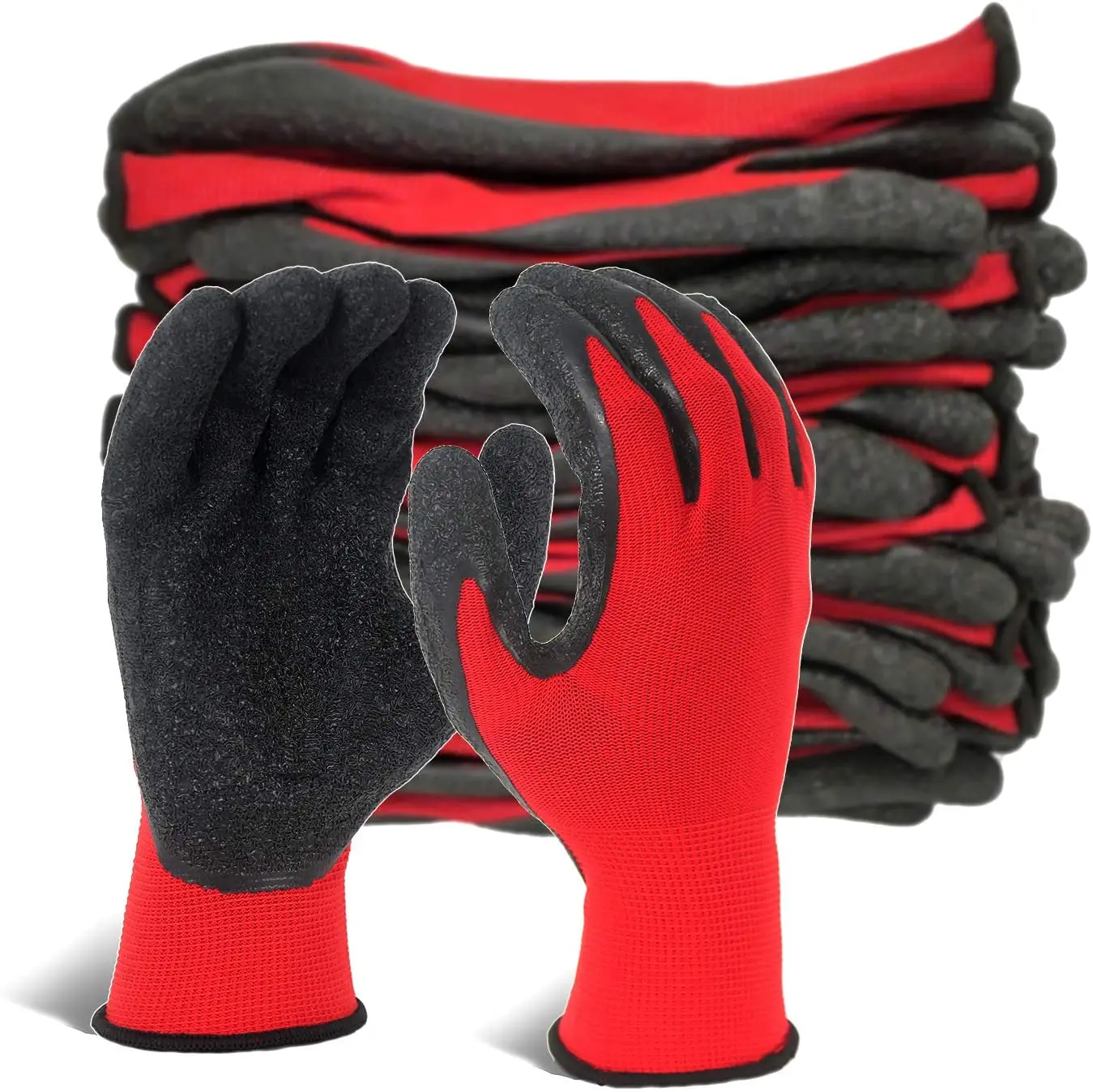 6/12 Pairs Work Gloves Rubber Nitrile Coated Palm Garden Mechanic Protective Women Men
