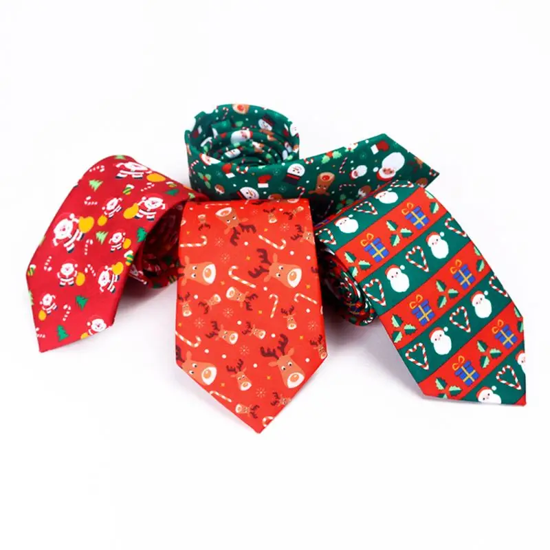 THINKTHENDO мужские рождественские галстуки новинка милые галстуки с принтом рождественской елки для праздников и вечеринок