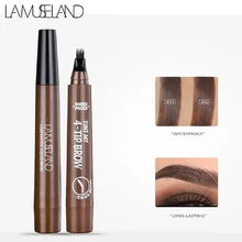 Профессиональная 3D микроблейдинг бровей Татуировка ручка с 4 вилками советы эскиз натуральный коричневый карандаш для бровей водонепроницаемый макияж TSLM2