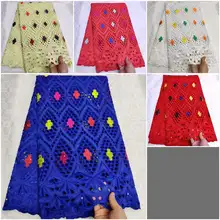 Модный дизайн пробитая хлопчатобумажная африканская кружевная ткань Высококачественная швейцарская вуаль африканская хлопчатобумажная Кружевная Ткань 5 ярдов! TLF9165