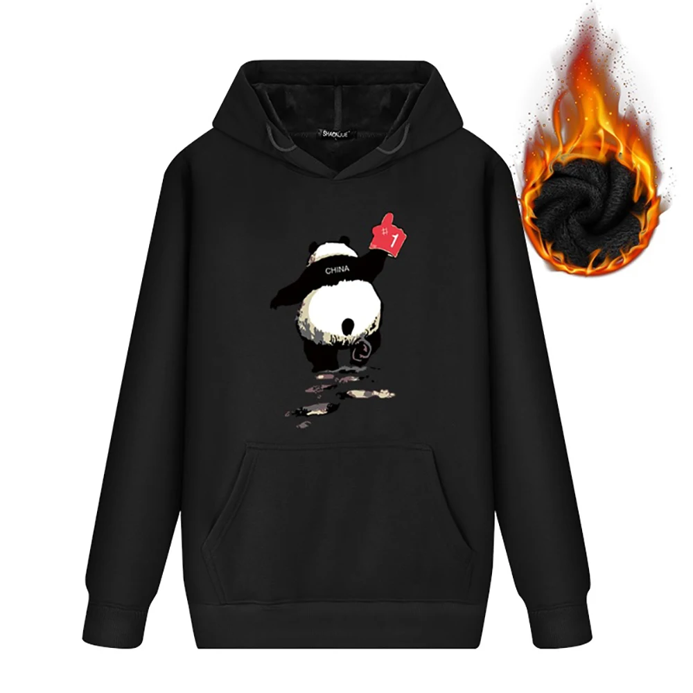 

China Panda Printed Fleece Men's Hoodies 2020 Autumn Winter Male Casual Hoodies Sweatshirts Men's Hoodies Sweatshirt Tops