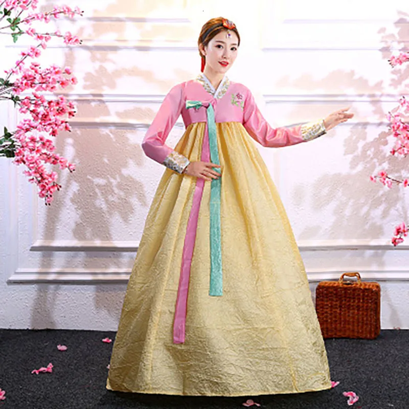 Color 5 Корейское традиционное винтажное платье ханбок Retuo для женщин с v-образным вырезом, вечернее платье для вечеринки, Женская туника, национальные костюмы - Цвет: Color 5