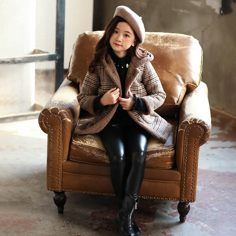 

Girls Woolen Jacket Autumn And Winter 2019 New Style Korean-style Fashion Big Boy Thick plus Velvet Winter Woolen Overcoat