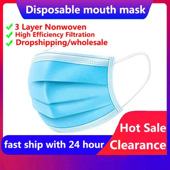

1/50pcs 3 Layers Disposable Mouth Mask Non-woven Filter Mask Anti Flu Windproof Face Safety Mask Respirator Masks Hot Sale