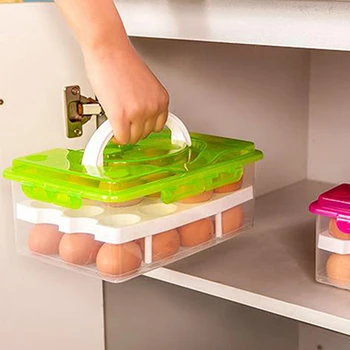 

24 Grids Convenient Egg Food Storage Box Kitchen Outdoor Organizer Refrigerator Anti-Collision Tray Container Accessories Case