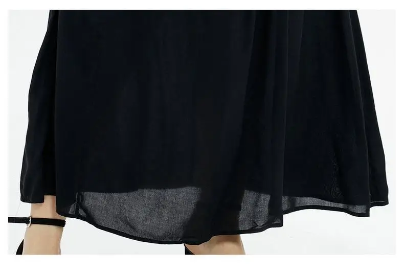 Yfashion женское элегантное платье модное Повседневное платье с кисточками Женская одежда из хлопка летние длинные платья с коротким рукавом черный
