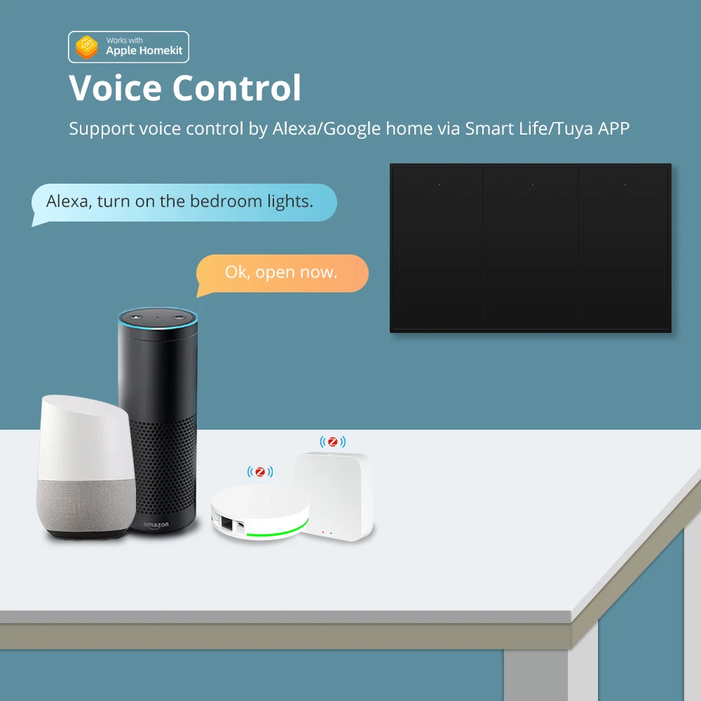 Zemismart Tuya Zigbee Eua au Interruptor de Luz Parede sem Neutro Gangues Preto Interruptor Alexa Google Casa Smartthings Borda - Image 3