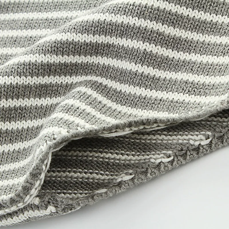 Зимняя детская одежда для девочки от 0 до 24 месяцев, вязаный теплый свитер-свитер без рукавов в полоску для малышей боди, Одежда для новорожденных