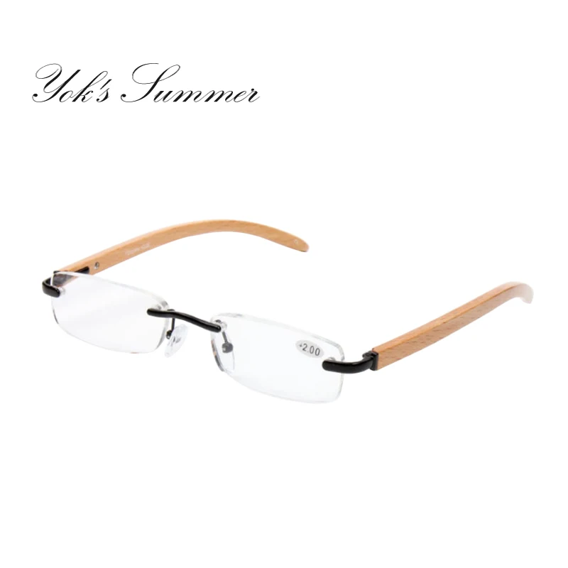 YOK'S дерево бамбука без оправы очки для чтения диоптрий 1,0 до 4,0 ручной работы натуральные деревянные ноги бизнес пресбиопии очки UN1394