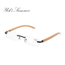YOK'S дерево бамбука без оправы очки для чтения диоптрий 1,0 до 4,0 ручной работы натуральные деревянные ноги бизнес пресбиопии очки UN1394