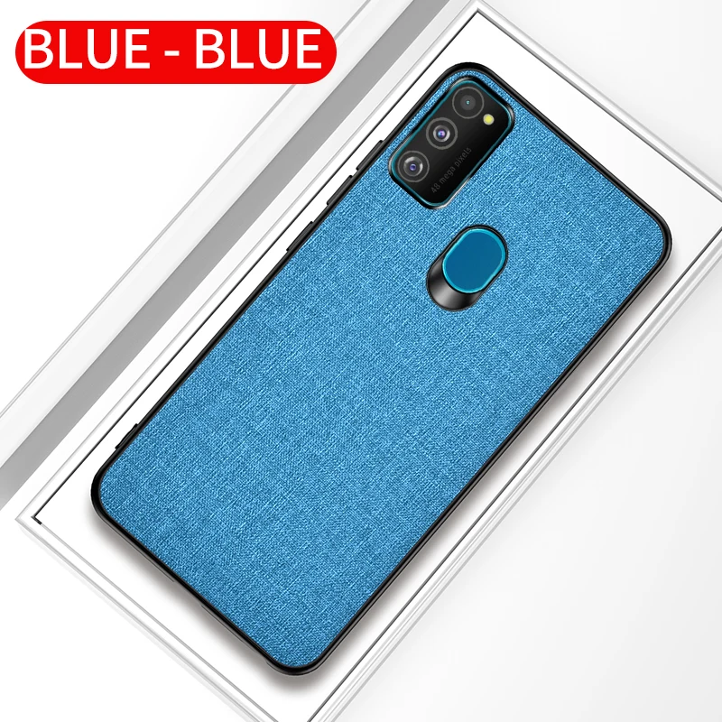 Navy Vopton для samsung Galaxy M30S чехол, ткань, Жесткий ПК, силиконовая рамка, задняя крышка для samsung M30S чехол s, бизнес противоударный чехол - Цвет: Navy